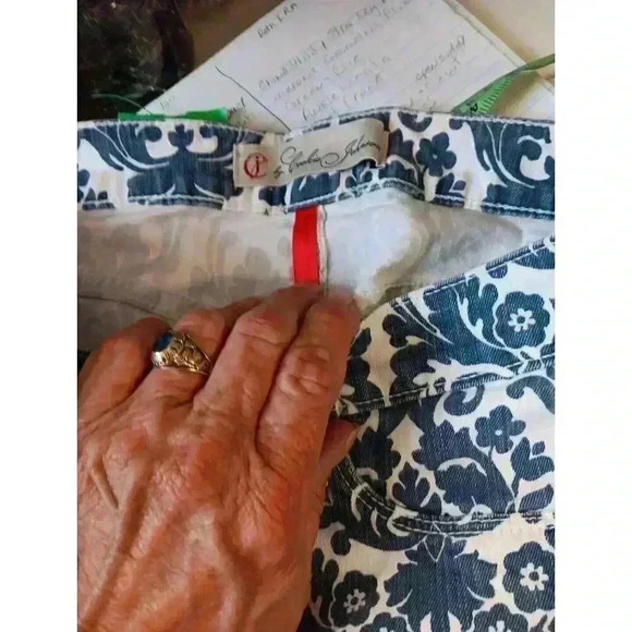 CJ by Cookie Johnson Jeans Womens 30‎ Blue White Damask Lyocell Stretch Leggings - Picture 6 of 7